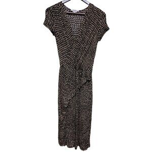 Max Mara Women's Brown Leopard VNeck Wrap Front Dress Size 40 Medium Italy